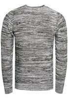 Stylish men's round neck knit sweater with melange texture, slim fit, fine knit sweater 13377 Grey