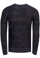 Stylish men's round neck knit sweater with melange texture, slim fit, fine knit sweater 13377 Navy