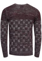 Casual men's fine-knit pullover with check pattern and round neck, slim fit knit sweater 13378 anthracite
