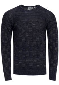 Maglione casual da uomo in maglia fine con motivo a quadri e scollo rotondo, maglia slim fit 13378 blu navy