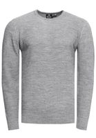 Maglione da uomo in maglia fine, basic e senza tempo, con scollo rotondo e lavorazione a trama, vestibilità slim, 13379 Grigio