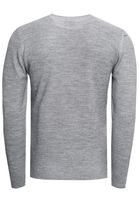 Maglione da uomo in maglia fine, basic e senza tempo, con scollo rotondo e lavorazione a trama, vestibilità slim, 13379 Grigio
