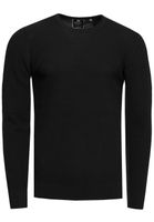 Zeitloser Basic Herren Feinstrick-Pullover mit Rundhals und Struktur Slim Fit Strick-Sweater 13379 Schwarz