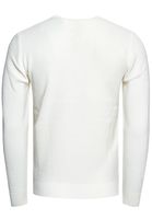 Maglione da uomo in maglia fine, basic e senza tempo, con scollo rotondo e trama, vestibilità slim, 13379 bianco