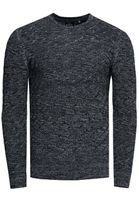 Stylish men's fine-knit sweater with diagonal structure, slim fit knit sweater 13381 navy