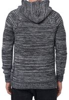 Pull à capuche en grosse maille pour homme, avec patte de boutonnage et texture torsadée, référence 13385 anthracite