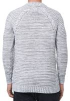 Modern men's chunky knit sweater with cable details and round neck, slim fit knit sweater 13386 Grey