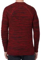 Modern men's chunky knit sweater with cable details and crew neck, slim fit knit sweater 13386 Red