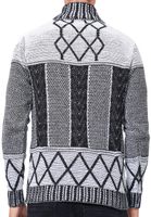 Pull homme unique en maille, col montant, coupe classique, motif 13388 Noir/Blanc