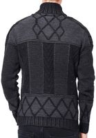 Unique men's knit sweater with stand-up collar, patterned regular fit sweater 13388 Black