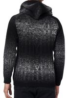 Casual men's knitted jacket with hood and gradient, textured hoodie cardigan 13390 Black
