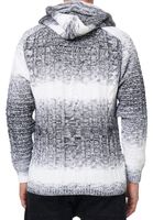 Casual men's knitted jacket with hood and gradient, textured hoodie cardigan 13390 White