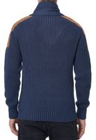 Pull tendance pour homme à col montant et maille torsadée, grosse maille 13391 Indigo