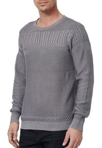 Cool men's crew neck sweater with modern knit pattern, fine knit sweater 13393 anthracite