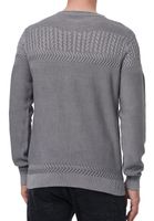 Cool men's crew neck sweater with modern knit pattern, fine knit sweater 13393 anthracite