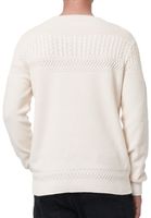 Cool men's crew neck sweater with modern knit pattern, fine knit sweater 13393 Ecru