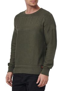 Cool men's crew neck sweater with modern knit pattern, fine knit sweater 13393 Khaki
