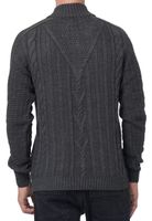 Classic men's chunky knit cardigan with stand-up collar and button placket, textured cardigan 13401 anthracite