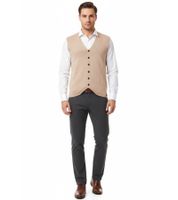 Elegante Herren Feinstrick-Weste mit Knopfleiste Anzug-Weste 13412 Camel