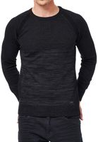 Pull homme à col rond en maille fine, style sportif, référence 13417, noir