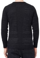 Pull homme à col rond en maille fine, style sportif, référence 13417, noir