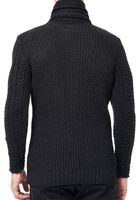 Markante Herren Grobstrick-Jacke mit Stehkragen und Knebelverschluss Cardigan 13418 Anthrazit