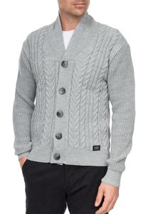 Cardigan élégant pour homme, à patte de boutonnage et col montant, veste en maille 13421 Gris