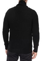 Cardigan élégant pour homme, à patte de boutonnage et col montant, veste en maille 13421, noir