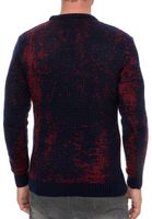 Pull homme intemporel à col rond bicolore, maille fine, référence 13433, coloris marine