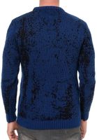 Pull homme intemporel à col rond bicolore, maille fine 13433 Sax Blue