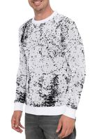 Pull homme intemporel à col rond bicolore, maille fine 13433 Blanc