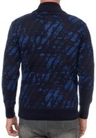Pull homme à col montant et demi-zip, style sportif, en maille fine, référence 13444, coloris marine