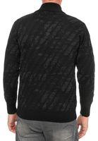 Pull homme à col montant et demi-zip, style sportif, en maille fine, référence 13444, noir.