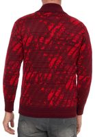 Pull homme à col montant et demi-zip, style sportif, en maille fine, référence 13444, couleur bordeaux