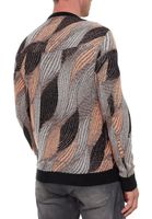 Pull homme tendance à col rond, motif vagues, maille fine 13445 Orange