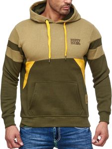 Men's sporty colorblock hoodie with kangaroo pocket, sweater 19041 Olive