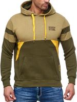 Men's sporty colorblock hoodie with kangaroo pocket, sweater 19041 Olive