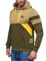 Men's sporty colorblock hoodie with kangaroo pocket, sweater 19041 Olive