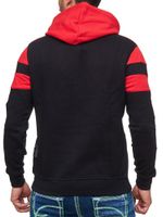 Sporty men's hoodie in colorblock design, hooded pullover with kangaroo pocket, sweater 19041, red
