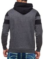 Men's sporty colorblock hoodie with kangaroo pocket, sweater 19041, black
