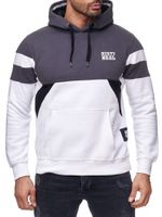 Men's sporty colorblock hoodie with kangaroo pocket, white, 19041