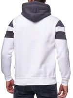 Men's sporty colorblock hoodie with kangaroo pocket, white, 19041