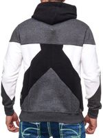 Modern men's colorblock hooded sweatshirt with kangaroo pocket, regular fit sweater, 19042, black