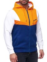 Trendy men's colorblock sweatshirt jacket with hood, sporty hoodie jacket 19043 Orange