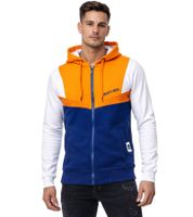 Trendy men's colorblock sweatshirt jacket with hood, sporty hoodie jacket 19043 Orange