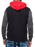 Trendy men's colorblock design sweatshirt jacket with hood, sporty hoodie jacket 19043 Red