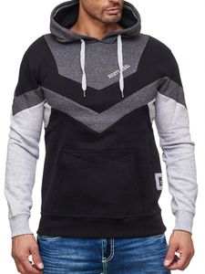 Dynamic men's hoodie in colorblock design, hooded pullover with kangaroo pocket, sporty sweater 19044 anthracite