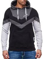 Dynamic men's hoodie in colorblock design, hooded pullover with kangaroo pocket, sporty sweater 19044 anthracite