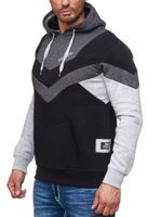 Dynamic men's hoodie in colorblock design, hooded pullover with kangaroo pocket, sporty sweater 19044 anthracite