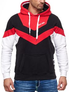 Dynamic men's colorblock hoodie, hooded pullover with kangaroo pocket, sporty sweater 19044 Red